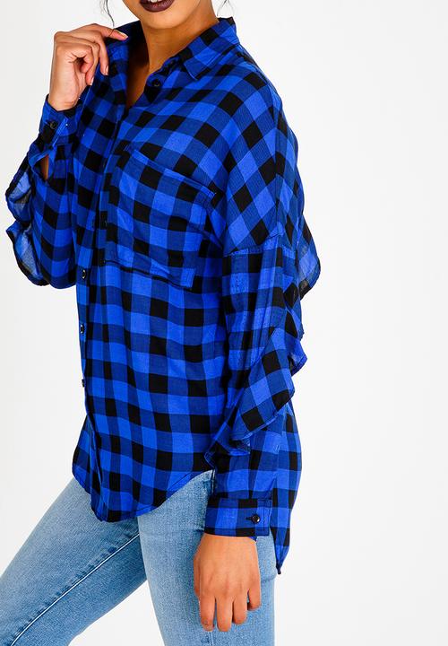 c(inch) - Frill Detail Shirt Mid Blue
