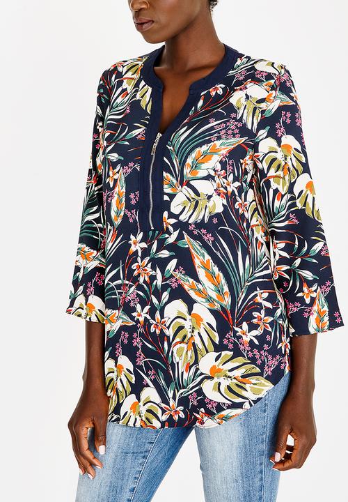 Revenge - Leaf Print Top Multi-colour