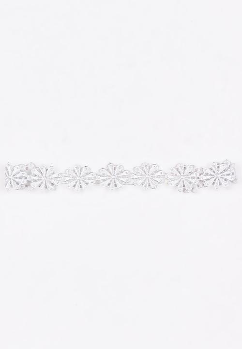 Jewels and Lace - Flower Headband White