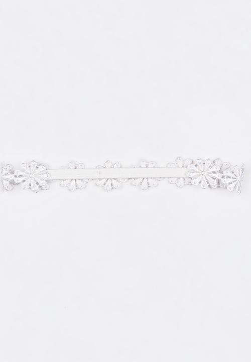 Jewels and Lace - Flower Headband White