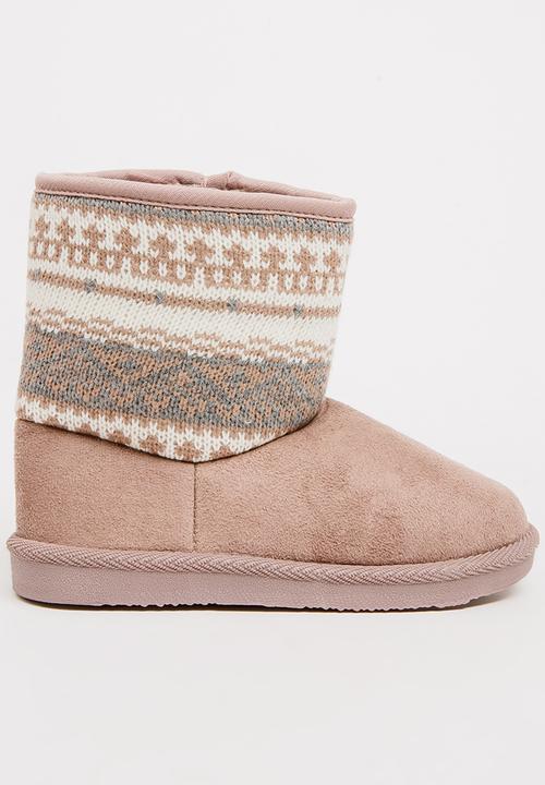 Foot Focus - Aztec Detailed Boots Stone