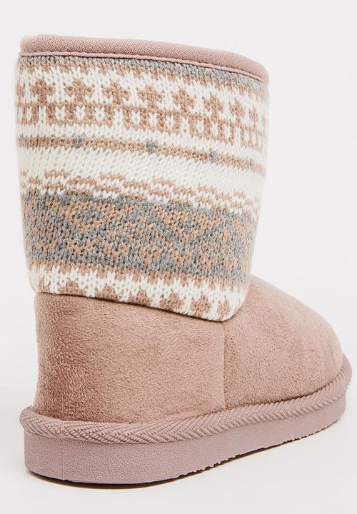 Foot Focus - Aztec Detailed Boots Stone