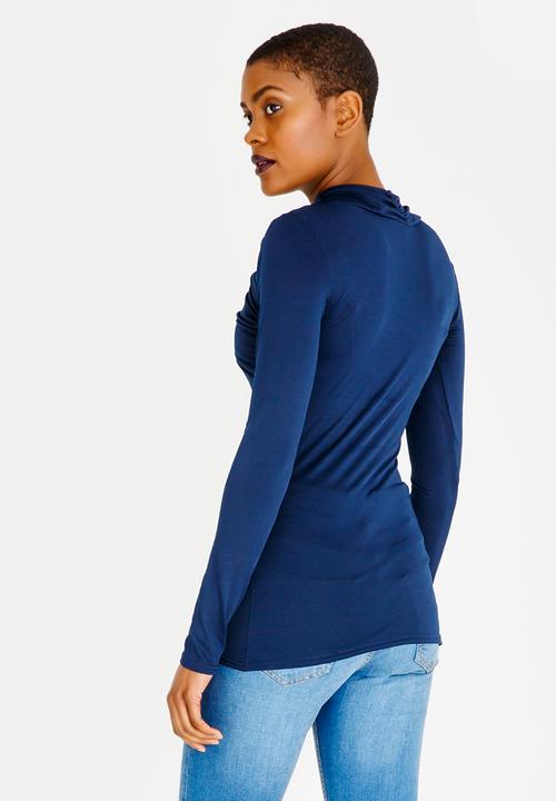 edit - Cut out detail drape top - navy 