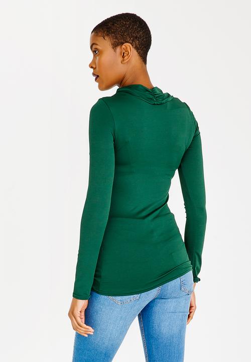 edit - Cut out detail drape top - green