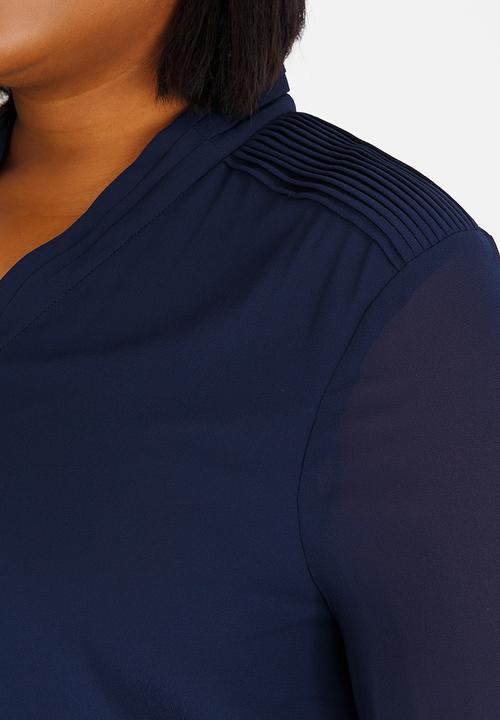 POLO - Lilly Pintuck Blouse Navy