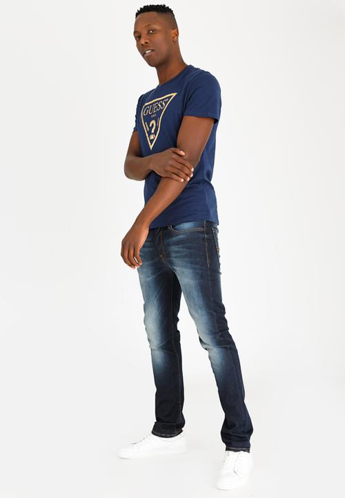 GUESS - Basic Classic Tri Cotton Tee Blue