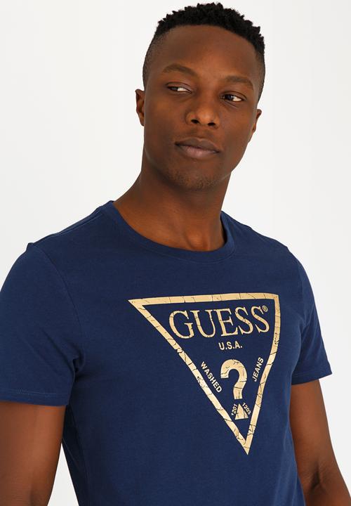 GUESS - Basic Classic Tri Cotton Tee Blue