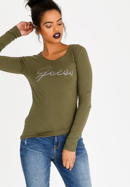 GUESS - Guess Logo Tee Khaki Green