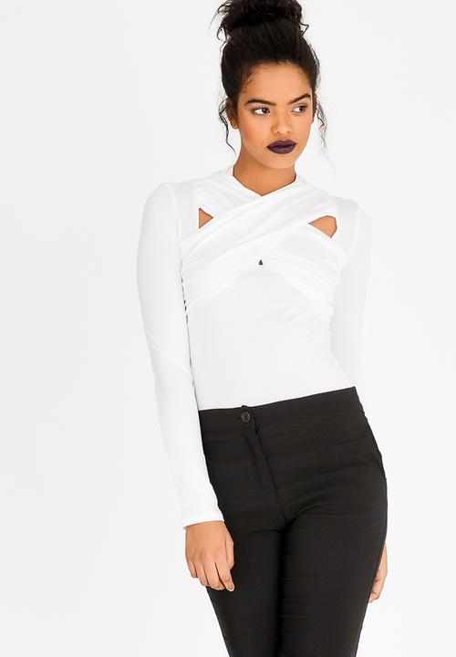 edit - Cut out detail drape top - white 