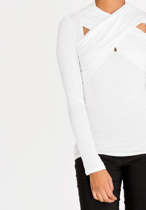edit - Cut out detail drape top - white 
