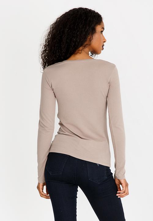 GUESS - Guess Script Logo Tee Taupe