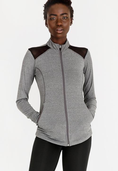 Lithe - Zip Thru Jacket with Mesh Inset Grey