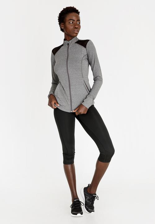 Lithe - Zip Thru Jacket with Mesh Inset Grey