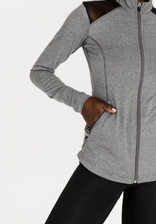 Lithe - Zip Thru Jacket with Mesh Inset Grey