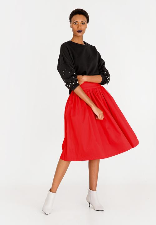 STYLE REPUBLIC - Volume Midi Skirt Red