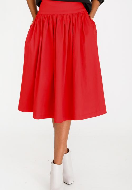 STYLE REPUBLIC - Volume Midi Skirt Red