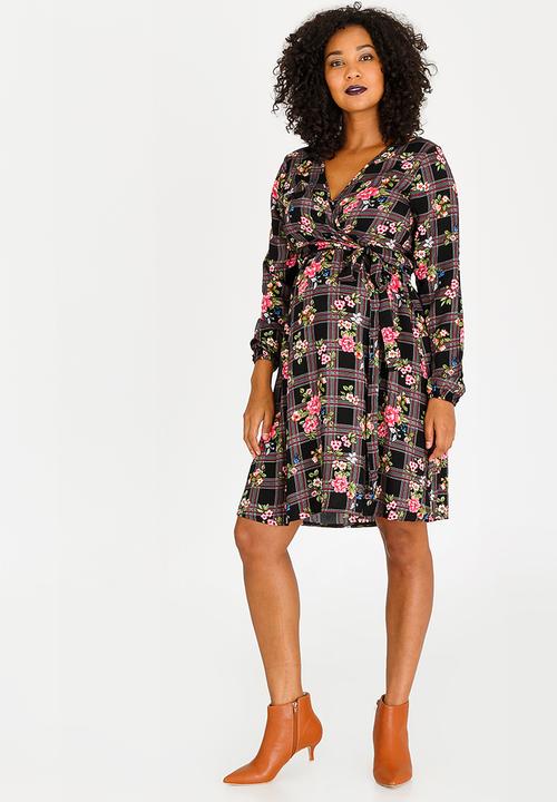edit Maternity - Front Tie Detail Feeding Dress Multi-colour
