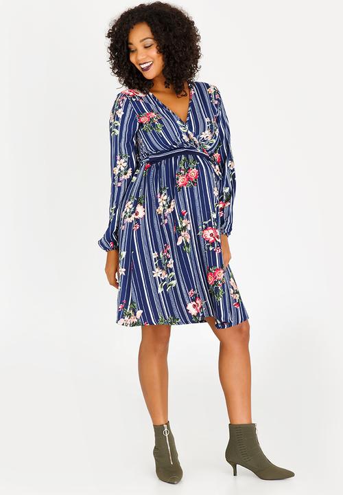 edit Maternity - Front Tie Detail Feeding Dress Multi-colour