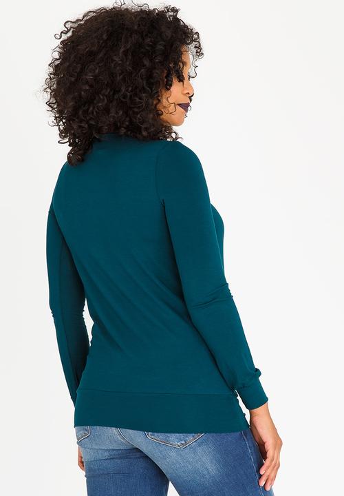 Cherry Melon - Pleat Detail Top Dark Green