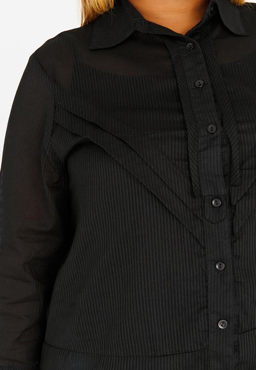 edit Plus - Shadow Stripe Blouse Black