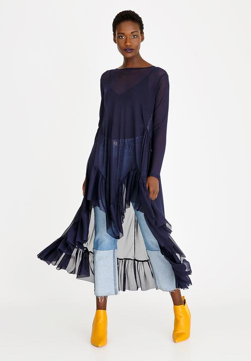 STYLE REPUBLIC - Swing Mesh Top Navy