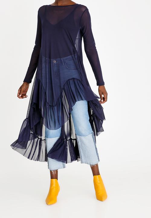 STYLE REPUBLIC - Swing Mesh Top Navy