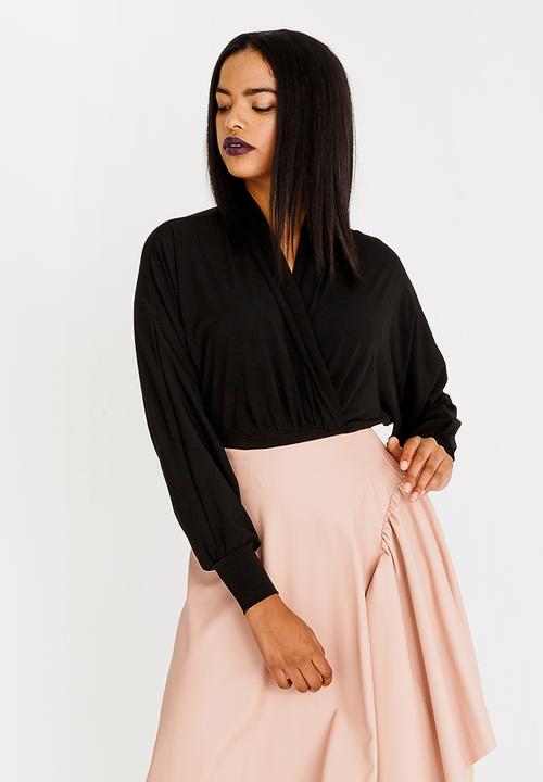 STYLE REPUBLIC - Wrap Front Bodysuit Black