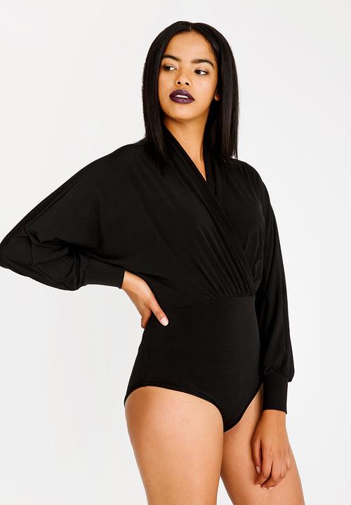 STYLE REPUBLIC - Wrap Front Bodysuit Black