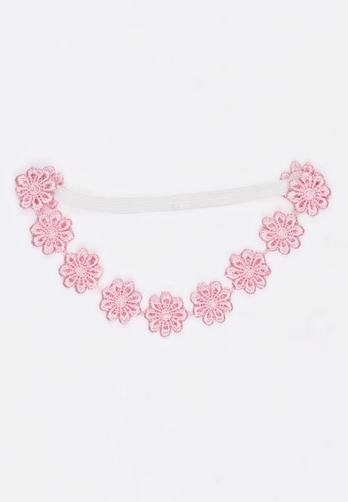 Jewels and Lace - Flower Headband Mid Pink