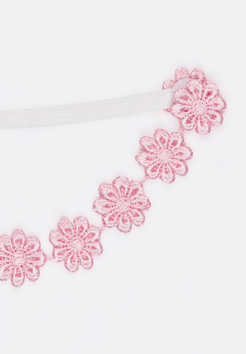 Jewels and Lace - Flower Headband Mid Pink