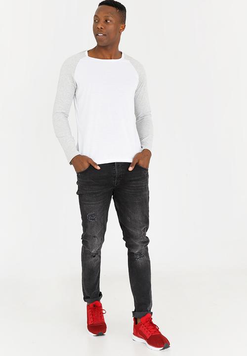 STYLE REPUBLIC - Contrast Raglan Sleeve Tee White