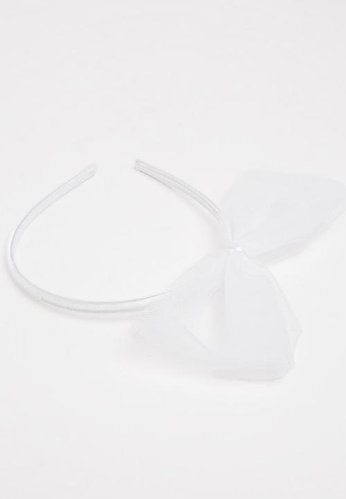Jewels and Lace - Tulle Bow Aliceband White