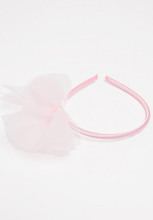 Jewels and Lace - Tulle Bow Aliceband Mid Pink