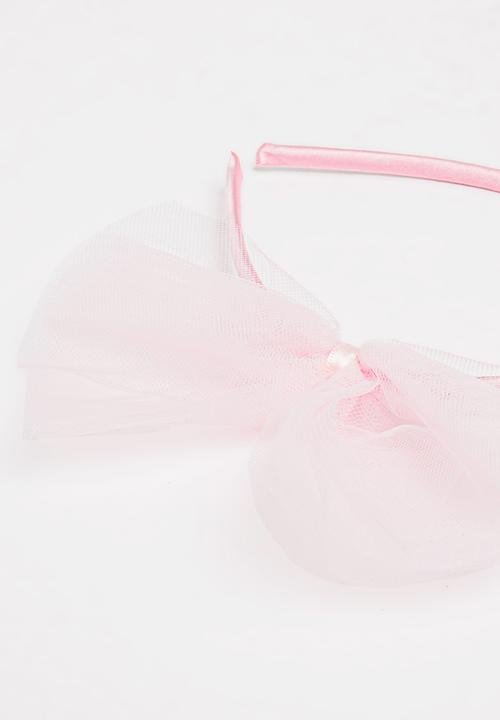 Jewels and Lace - Tulle Bow Aliceband Mid Pink