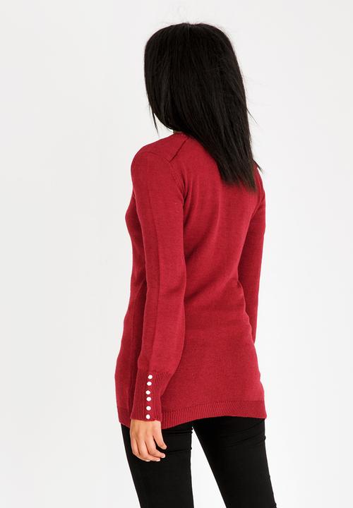 edit - Pearl Trim Cardi Burgundy