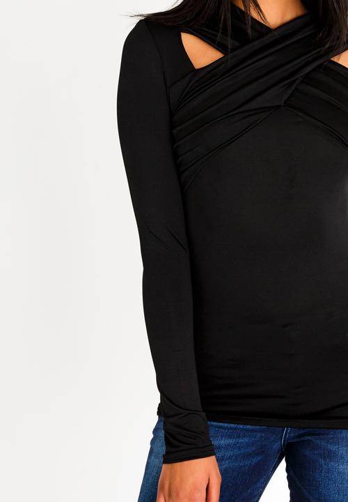 edit - Cut out detail drape top - black 