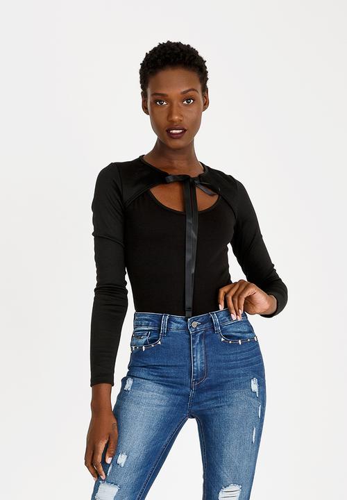 c(inch) - Choker Neckline Bodysuit Black