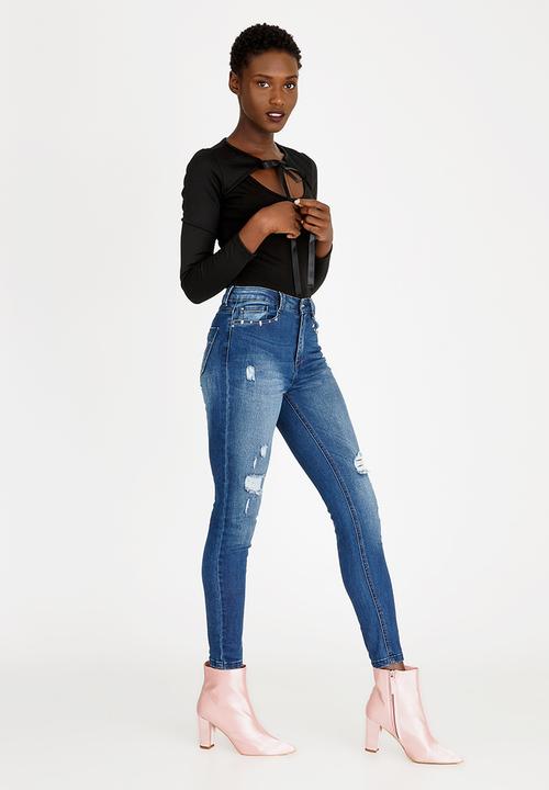c(inch) - Choker Neckline Bodysuit Black