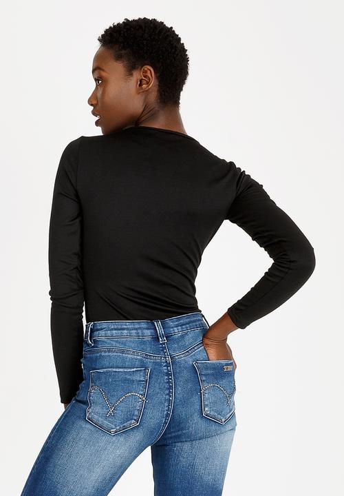c(inch) - Choker Neckline Bodysuit Black