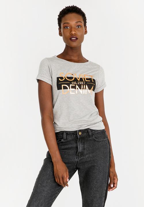 SOVIET - Barford Crew Neck T-Shirt Grey Melange