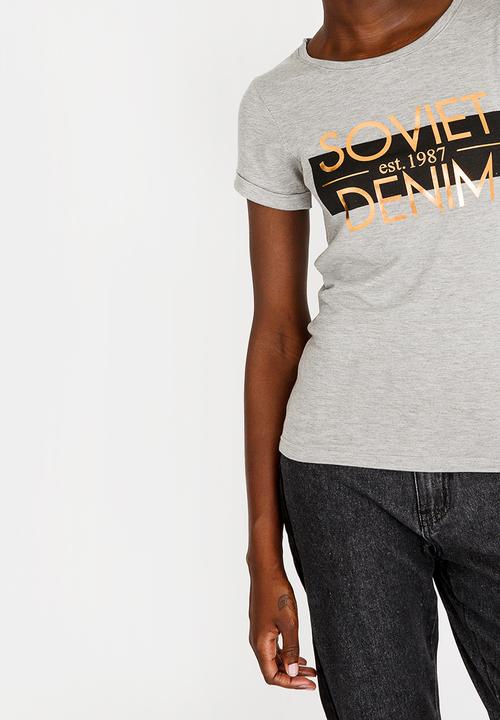 SOVIET - Barford Crew Neck T-Shirt Grey Melange