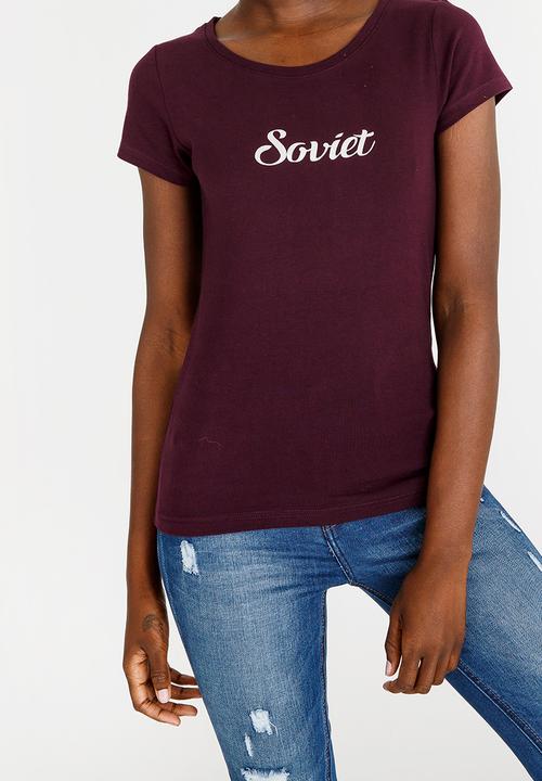 SOVIET - Hull Crew Neck T-Shirt Burgundy