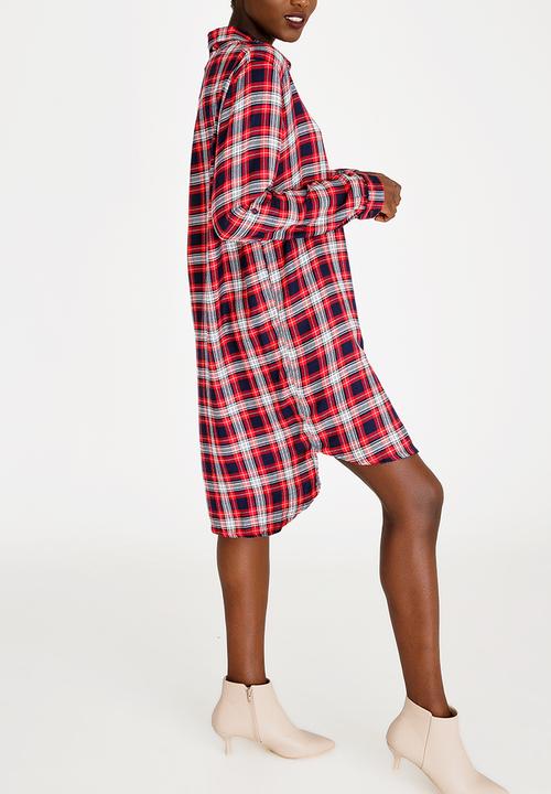 c(inch) - Hi Lo Shirt Dress Red