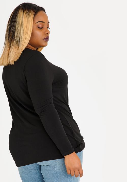 STYLE REPUBLIC PLUS - Front Twist T-Shirt Black