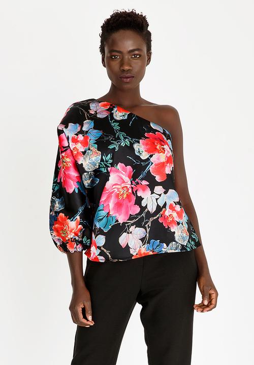 RUFF TUNG - One Shoulder Satin-like Top Multi-colour