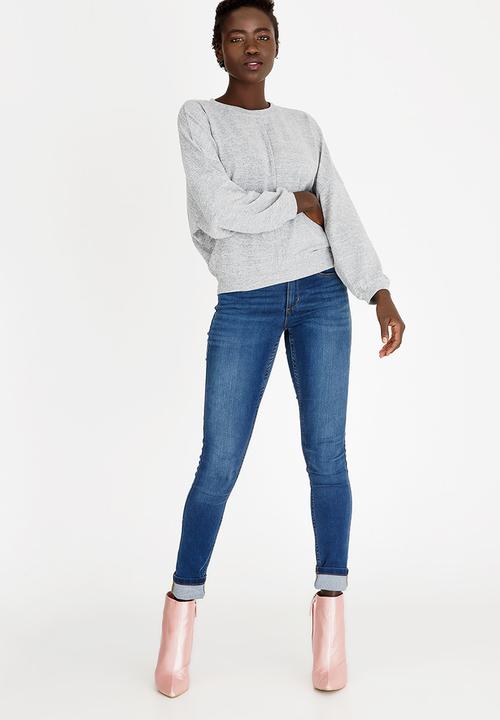 Revenge - Batwing Sleeve Top Pale Grey