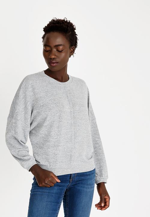 Revenge - Batwing Sleeve Top Pale Grey