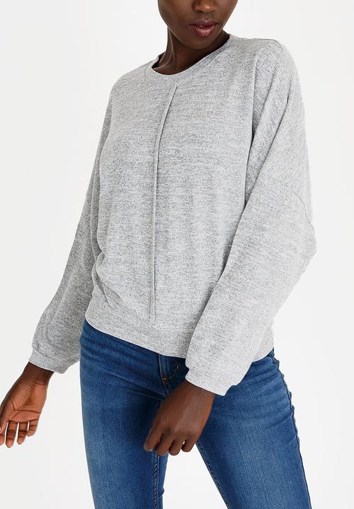 Revenge - Batwing Sleeve Top Pale Grey