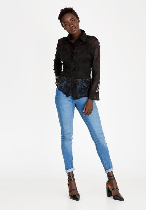 Cheryl Arthur - Embroidered Detail Shirt Black