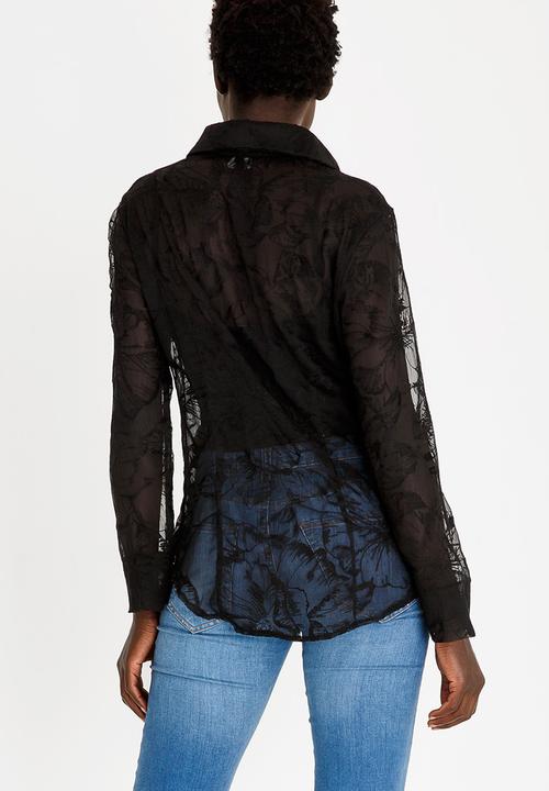 Cheryl Arthur - Embroidered Detail Shirt Black